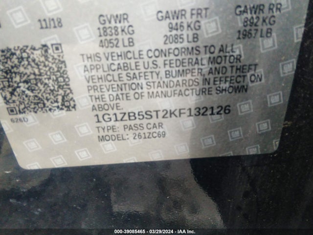Chevrolet Malibu 1ls 2019 1G1ZB5ST2KF132126 Image 9