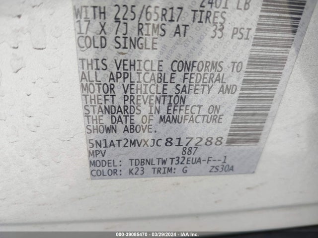 Nissan ROGUE SV 2018 5N1AT2MVXJC817288 Image 9