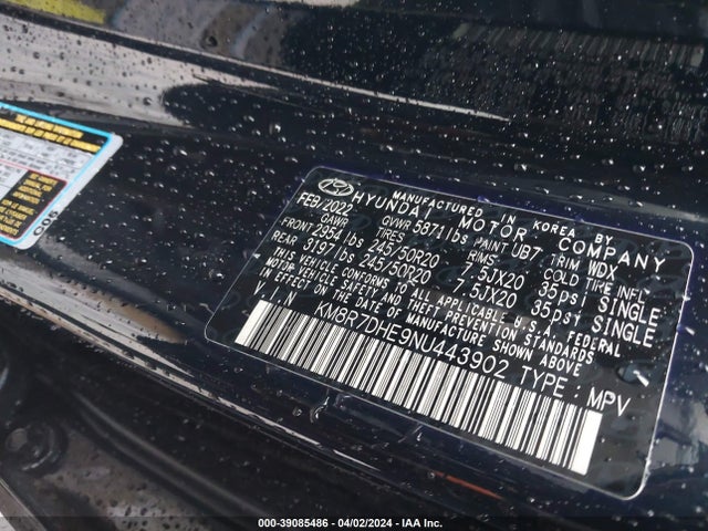Hyundai Palisade Calligraphy 2022 KM8R7DHE9NU443902 Image 9