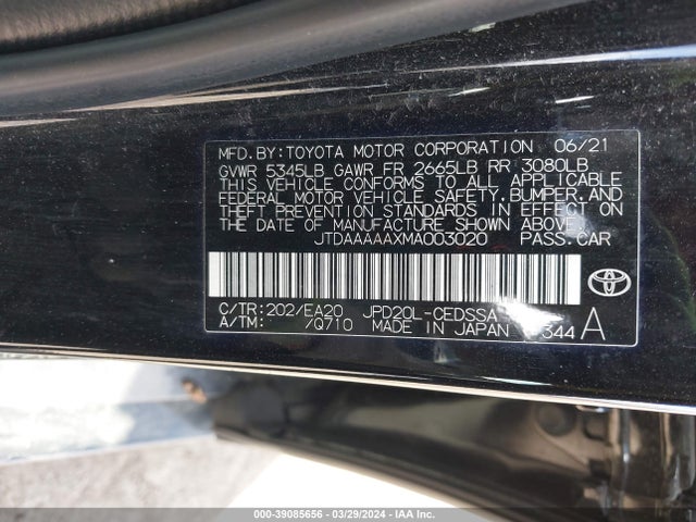 Toyota Mirai Xle 2021 JTDAAAAAXMA003020 Image 9