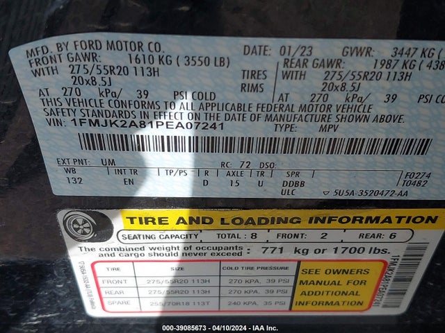 Ford Expedition Limited Max 2023 1FMJK2A81PEA07241 Image 9