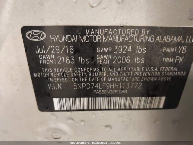 Hyundai ELANTRA SE 2017 5NPD74LF9HH113772 Image 9