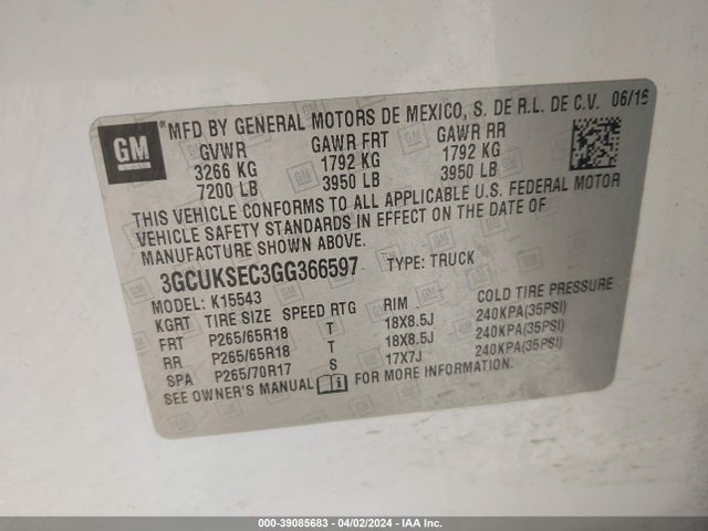 Chevrolet Silverado 1500 2lz 2016 3GCUKSEC3GG366597 Image 9