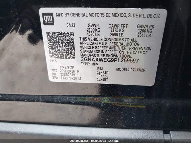 Chevrolet Equinox Awd Rs 2023 3GNAXWEG9PL259597 Image 9