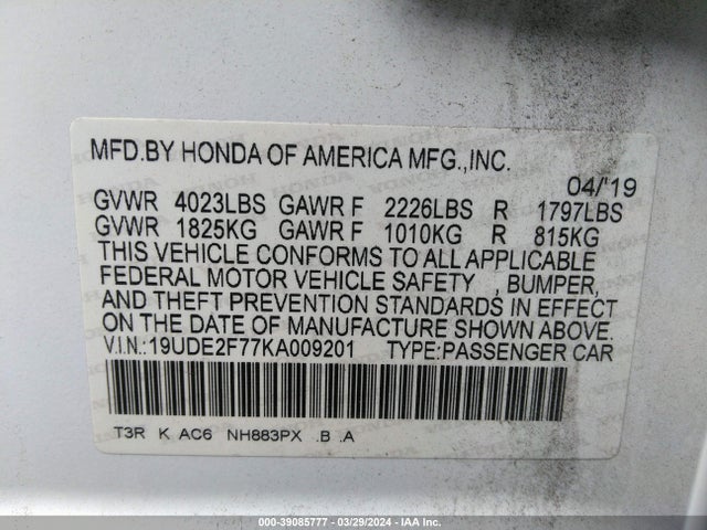 Acura Ilx Premium Package/technology Package 2019 19UDE2F77KA009201 Image 9