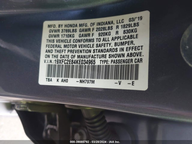 Honda Civic Sport 2019 19XFC2E84KE034965 Image 9