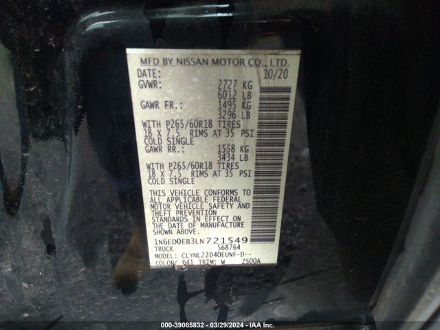 Nissan Frontier Sv 4x4 2020 1N6ED0EB3LN721549 Image 9