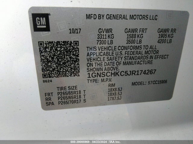 Chevrolet Suburban Lt 2018 1GNSCHKC5JR174267 Image 9