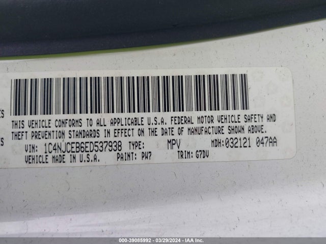 Jeep Compass Latitude 2014 1C4NJCEB6ED537938 Image 9