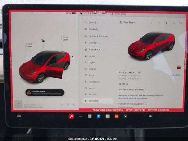 7SAYGDEE3NF322315 Tesla Model Y Long Range Dual Motor All-wheel Drive