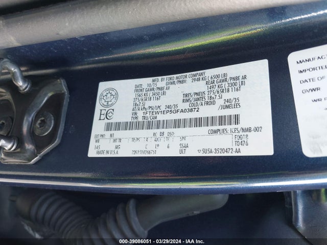 Ford F-150 Xlt 2016 1FTEW1EP5GFA03872 Image 9