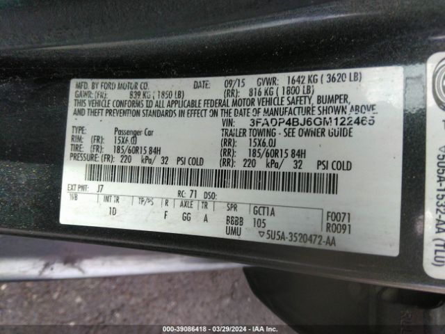 3FADP4BJ6GM122465 Ford FIESTA SE