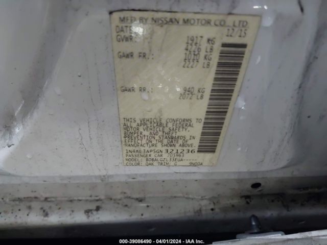 1N4AL3AP5GN321236 Nissan Altima 2.5/2.5 S/2.5 Sl/2.5 Sr/2.5 Sv