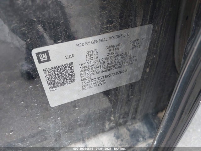 Chevrolet Malibu 1fl 2019 1G1ZC5ST5KF137902 Image 9