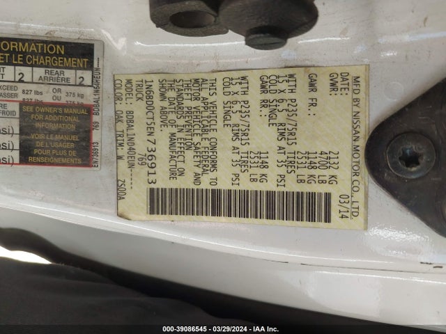 Nissan Frontier S/sv-i4 2014 1N6BD0CT5EN736913 Image 9