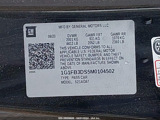 Chevrolet Camaro Rwd  1lt 2021 1G1FB3DS5M0104502 Image 9