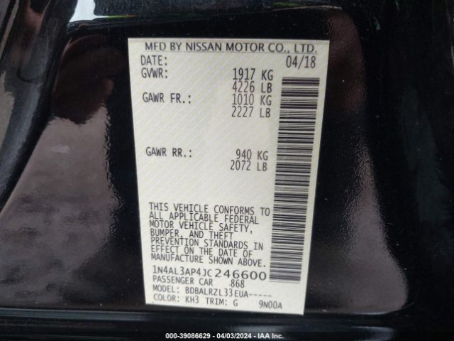 1N4AL3AP4JC246600 Nissan Altima 2.5 Sl