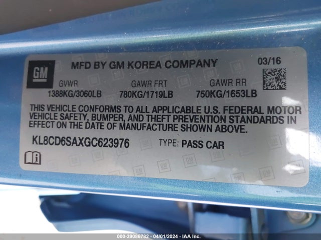 Chevrolet Spark 1lt Cvt 2016 KL8CD6SAXGC623976 Image 9