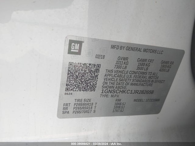 Chevrolet Suburban Lt 2018 1GNSCHKC1JR282658 Image 9