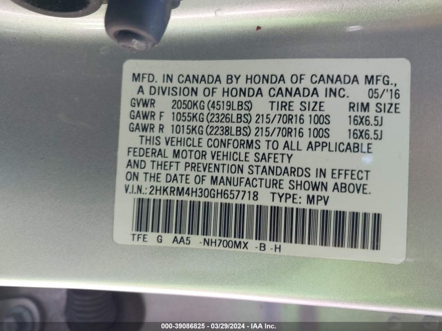 Honda CR-V LX 2016 2HKRM4H30GH657718 Image 9