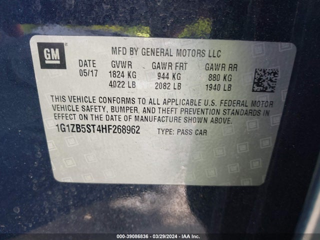 Chevrolet MALIBU LS 2017 1G1ZB5ST4HF268962 Image 9
