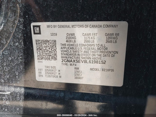 Chevrolet Equinox Awd Ls 2020 2GNAXSEV8L6198152 Image 9