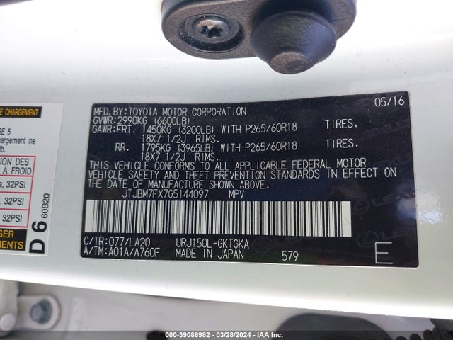 JTJBM7FX7G5144097 Lexus 460