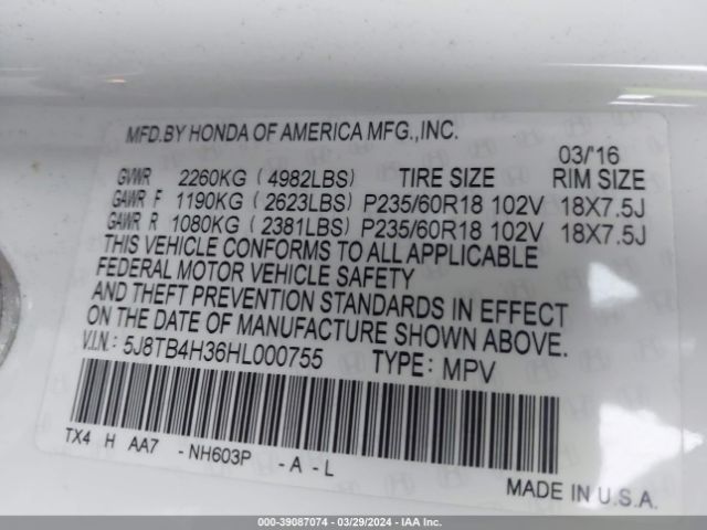 2017 ACURA RDX 5J8TB4H36HL000755 Photo 8