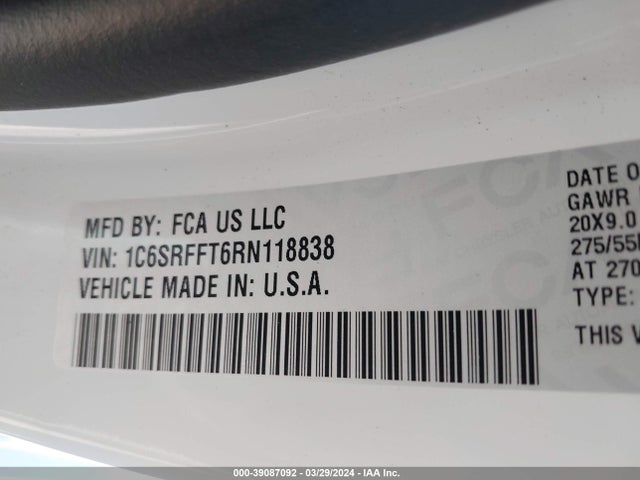 1C6SRFFT6RN118838 RAM 1500 Big Horn  4x4 5'7 Box