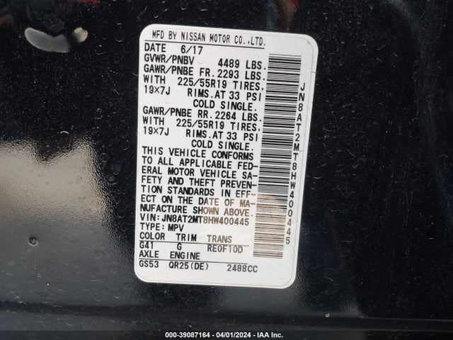 Nissan Rogue Sl 2017 JN8AT2MT8HW400445 Image 9