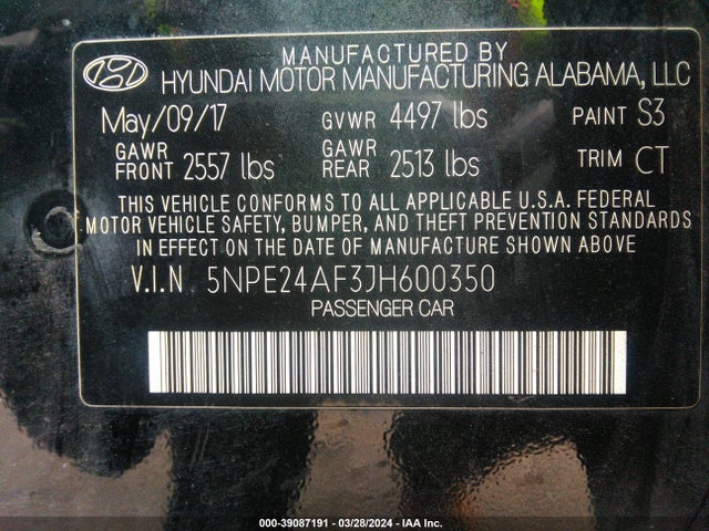 Hyundai SONATA SE 2018 5NPE24AF3JH600350 Image 9