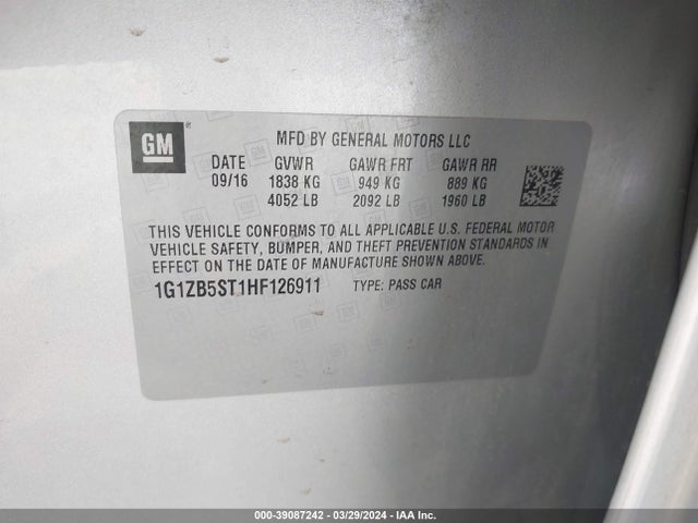 Chevrolet MALIBU LS 2017 1G1ZB5ST1HF126911 Image 9