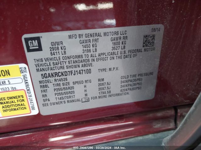 5GAKRCKD7FJ147100 Buick Enclave Premium