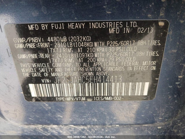 Subaru Forester 2.5i Limited 2014 JF2SJAHC5EH414413 Image 9