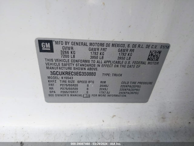 Chevrolet Silverado 1500 1lt 2014 3GCUKREC9EG350880 Image 9