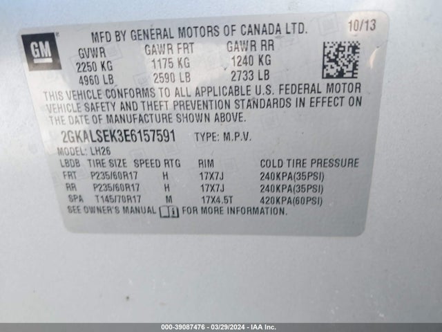 GMC Terrain Slt-1 2014 2GKALSEK3E6157591 Image 9