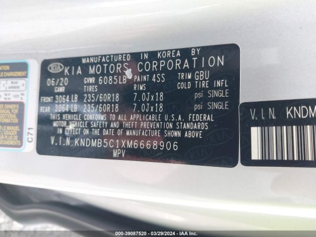 KNDMB5C1XM6668906 KIA SEDONA EX