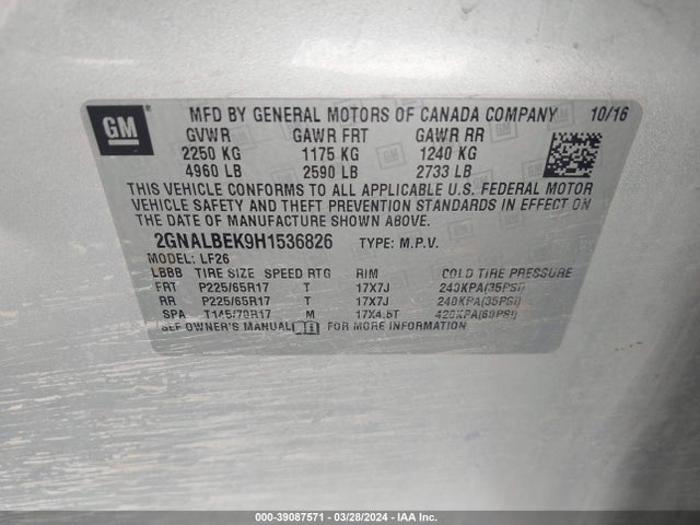 Chevrolet EQUINOX LS 2017 2GNALBEK9H1536826 Image 9