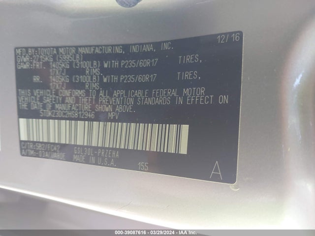 Toyota Sienna Le 8 Passenger 2017 5TDKZ3DC2HS812946 Image 9