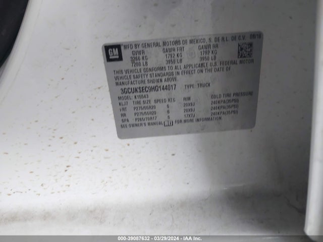 Chevrolet Silverado 1500 2lz 2017 3GCUKSEC9HG144017 Image 9