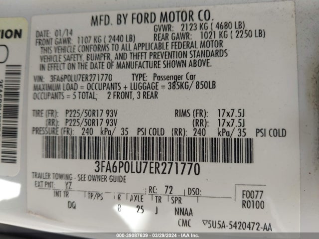 Ford Fusion Hybrid Se 2014 3FA6P0LU7ER271770 Image 9