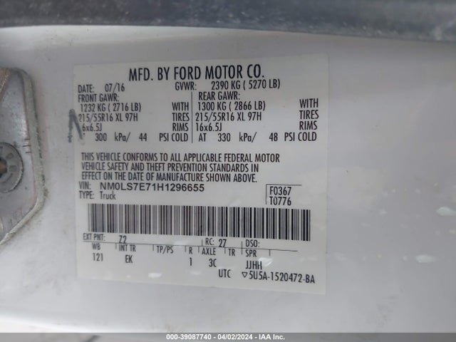 Ford Transit Connect Xl 2017 NM0LS7E71H1296655 Image 9