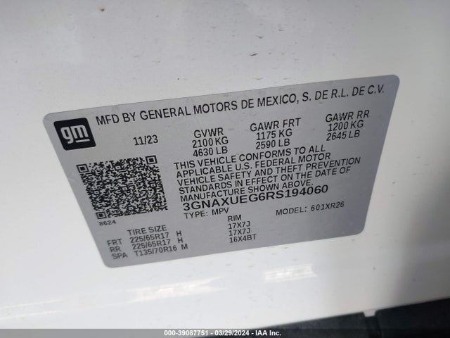 Chevrolet Equinox Awd Lt 2024 3GNAXUEG6RS194060 Image 9