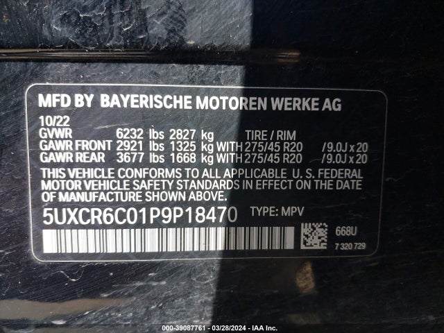BMW X5 Xdrive40i 2023 5UXCR6C01P9P18470 Image 9
