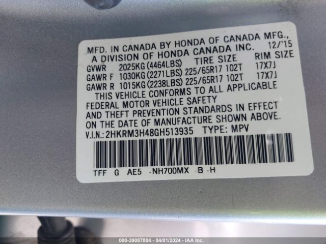 2HKRM3H48GH513935 Honda CR-V SE