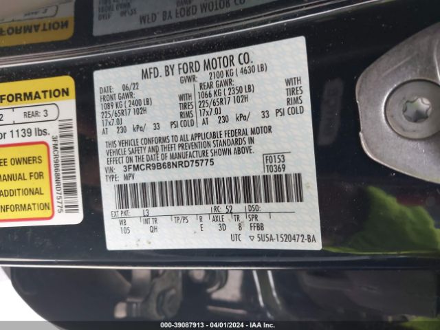 3FMCR9B68NRD75775 Ford Bronco Sport Big Bend