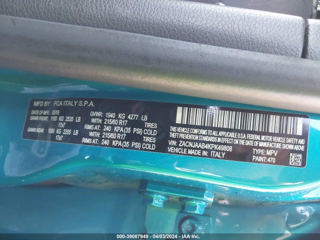 ZACNJAAB4KPK49808 Jeep Renegade Sport Fwd
