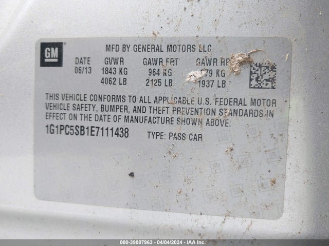 Chevrolet Cruze 1lt Auto 2014 1G1PC5SB1E7111438 Image 9