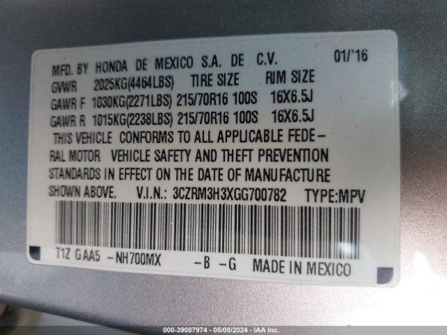 3CZRM3H3XGG700782 Honda CR-V LX