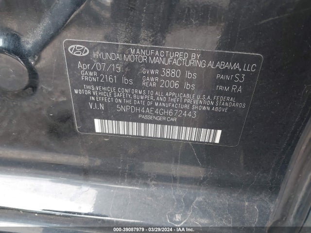 Hyundai ELANTRA SE 2016 5NPDH4AE4GH672443 Image 9
